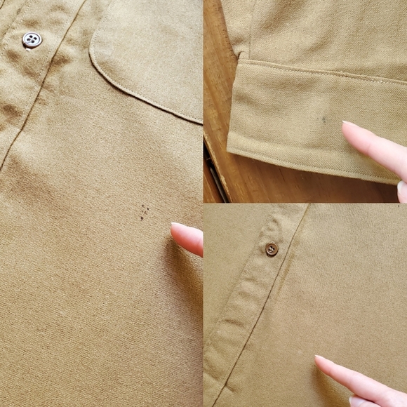 Vintage 50's Korean War men's M/L tan khaki wool long sleeve military shirt - Picture 8 of 10